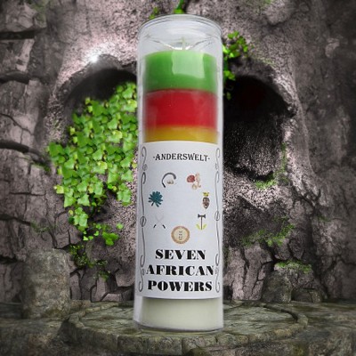 🕯️ Voodoo Orisha Glaskerze – Seven African Powers Kraft – Schutz – Spirituelle Unterstützung Die „Seven African Powers“ stehen für die sieben bedeutendsten Orishas, die in vielen afro-karibischen Traditionen wie Santeria, Candomblé, Hoodoo und Voodoo gemeinsam angerufen werden. Diese Glaskerze vereint ihre Energien: Elegua, Yemaya, Oshun, Chango, Obatala, Oya und Ogun – jede dieser göttlichen Kräfte steht für einen bestimmten Bereich des Lebens: von Schutz und Führung über Liebe und Erfolg bis hin zu Stärke und Weisheit.