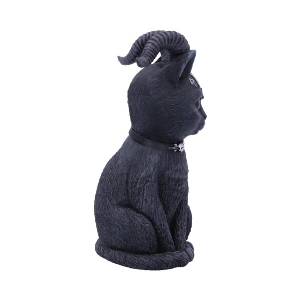 Pawzuph – gehörnte Katze mit Pentagrammen, Schädeln & Mondsymbolen. Düster-niedlich & handbemalt. Ideal für Hexen & Gothic-Fans.