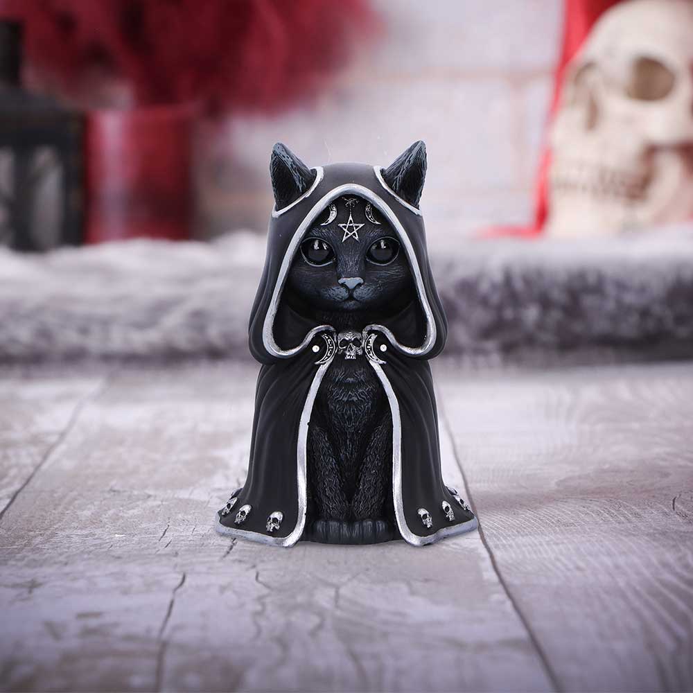 Zefur – düstere Sammlerfigur aus der Cult Cuties™ Reihe. Handbemalte Katze mit okkulter Ausstrahlung. Perfekt für Hexen, Katzenfans & Skurrilsammler.