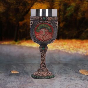 Yggdrasil Kelch „Tree of Life“ mit Edelstahleinsatz. Symbol für Verbundenheit & Wachstum. Handbemalt & detailreich – ideal für Rituale & Altäre.