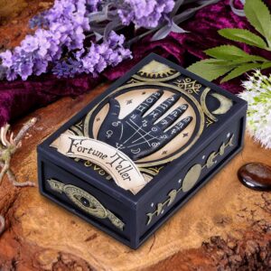 Mystische Tarotbox für Karten & Rituale. Handbemalt aus Polyresin. Ideal zur Aufbewahrung deiner Decks – stilvoll, sicher & voller Symbolkraft.