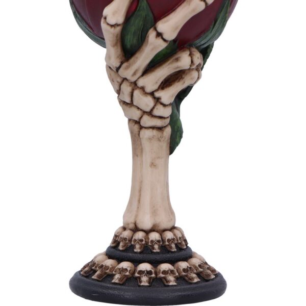 Düsterer Gothic-Kelch mit Rose & Skeletthand. Handbemalt aus Polyresin – ein Highlight für Sammler & Altar-Dekor. Nicht lebensmittelecht.